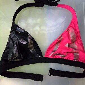 FOX Black and Pink Bikini Top